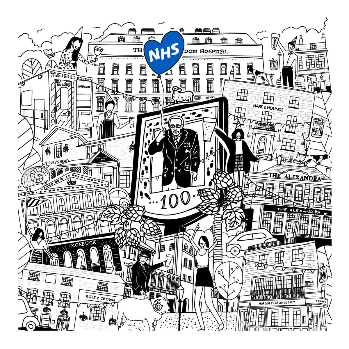 YoungsPubs's tweet photo. Wishing inspirational war veteran and national treasure @CaptainTomMoore a wonderful 100th birthday today from everyone at Young's!

Beautifully illustrated by @scout_twit.

#WalkwithTom 
#tomorrowwillbeagoodday https://t.co/cnJu0RJed6