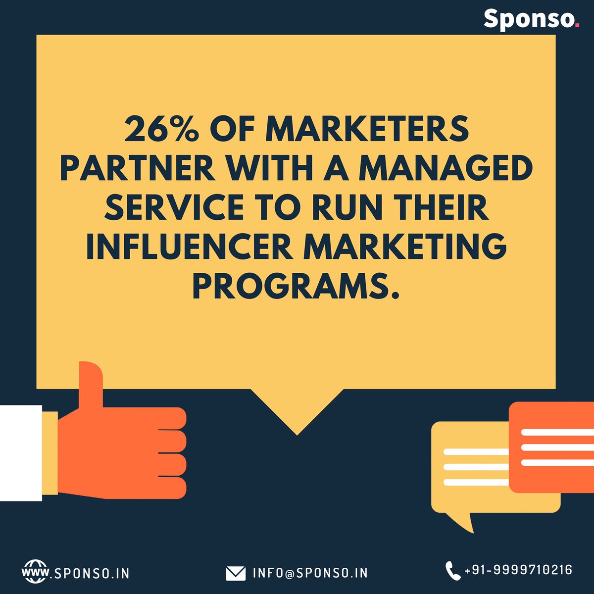 Sponso3's tweet photo. 26% of marketers partner with a managed service to run their influencer marketing programs to leverage their network and expertise.
#marketing
#influencer
#influencers
#india
#marketingstrategy
#business
#startup
#digitalmarketing
#trends
#marketingtrends
#influencermarketing https://t.co/tRkYEtG5ns