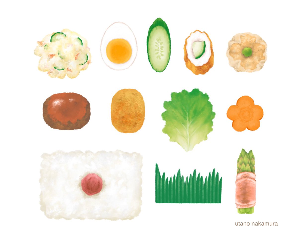 手描きイラスト オリジナル お弁当のおかず 色紙 21最新作 お弁当のおかず