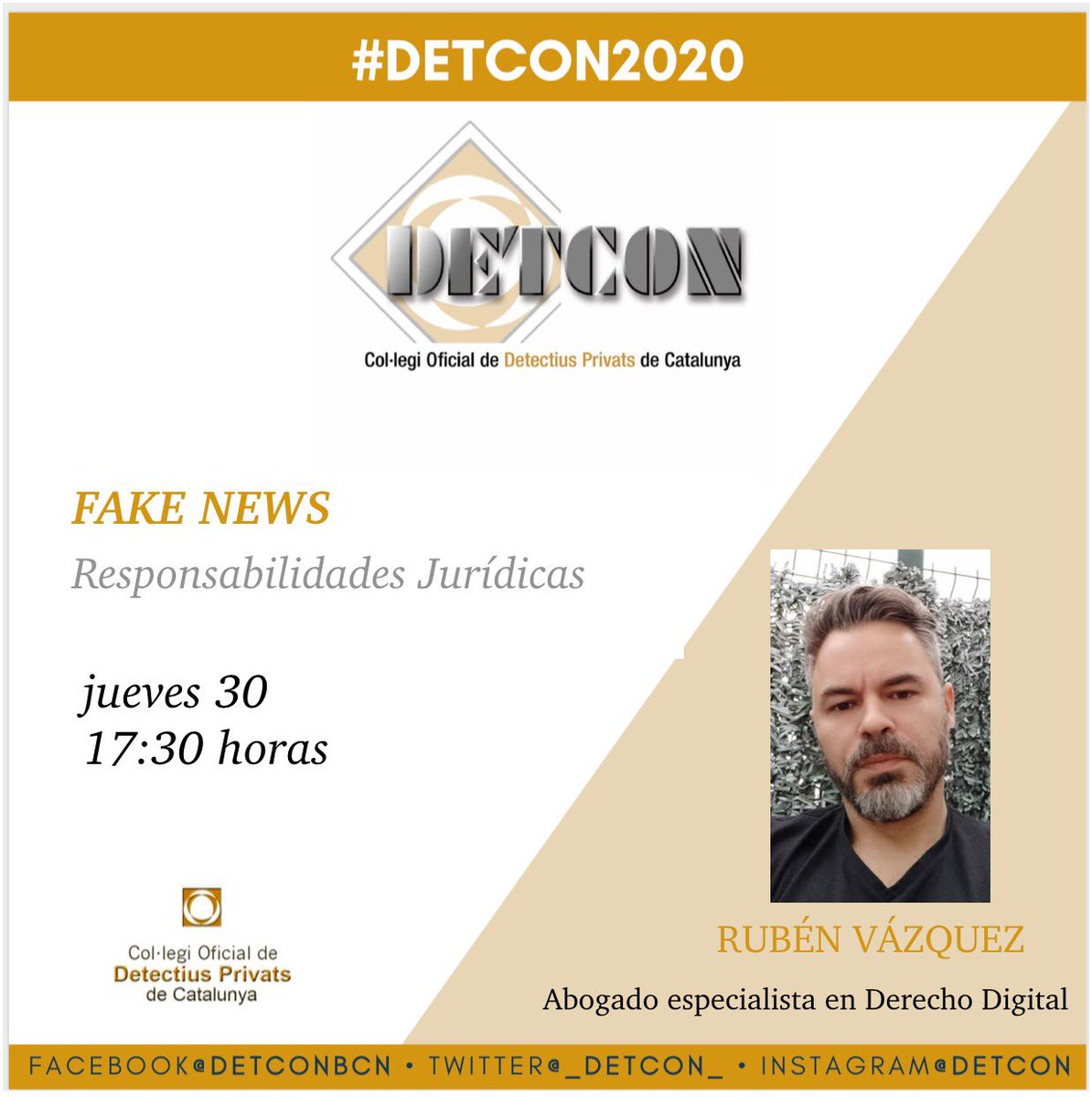 _DETCON_'s tweet photo. Esta tarde nos acompaña @rvazquezromero para hablarnos de las responsabilidades jurídicas de las FAKE NEWS en #DETCON2020 ya que nos ponemos nos ponemos en serio!!!!! #nivelazo 😊 #gracias https://t.co/u9k8SLrrxf