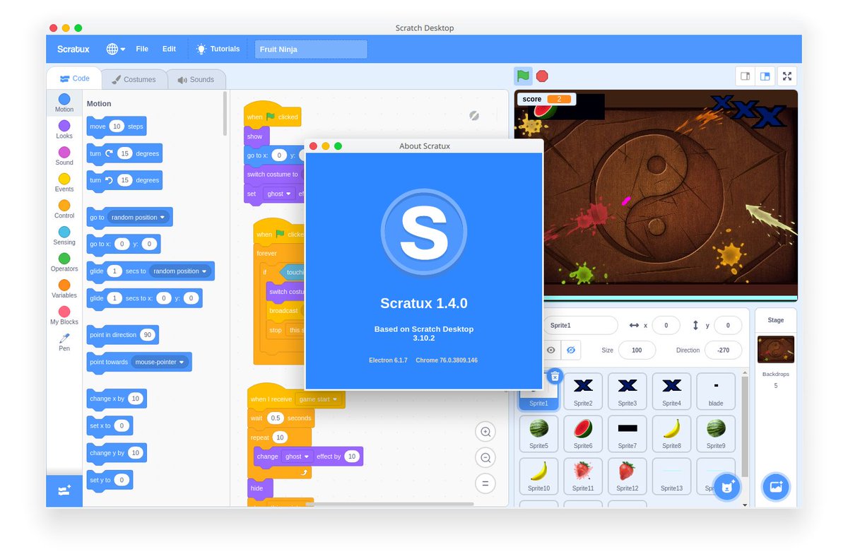 scratux_app's tweet photo. First #Scratux v1.4 release candidate is out! Based on Scratch Desktop 3.10.2 and fetching latest features. Please help us testing and reporting bugs! https://t.co/XL3jvtgwYa https://t.co/bIVahruY7m