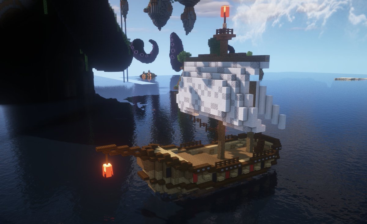 O Xrhsths Pero マイクラ造形 Sto Twitter 交易船 海賊船 取引可能な村人が乗っている場合と モンスターに占拠された海賊船 も配置します 初めて船作った Minecraft Minecraftmarketplace カイジュウノシマ