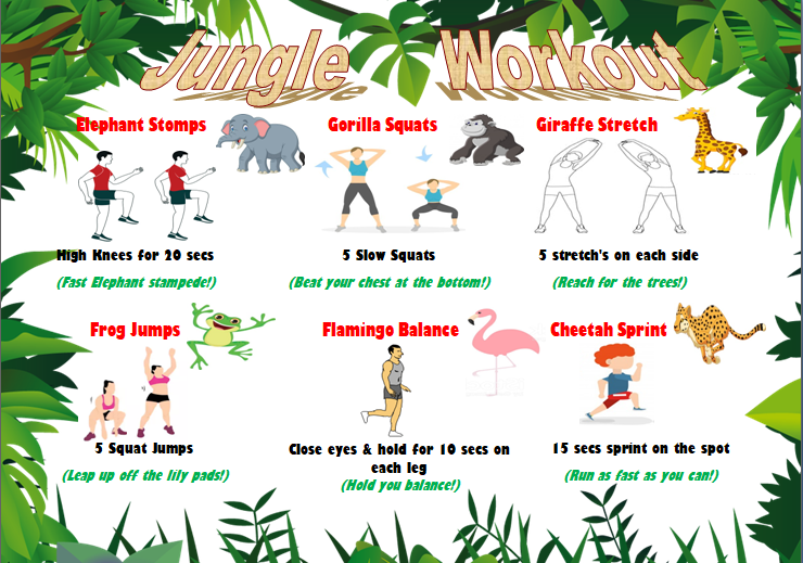 ActiveWeller's tweet photo. Want to keep exercise fun for your family?

Try my new Jungle Workout in your home today 🦩🐘🦒

Go on a safari and complete the workout once, twice or three times! 💪

#StayHome #stayinworkout #homeworkout #keeptfit #workout #exercise #PhysicalActivity #pelessons #familyfun https://t.co/uRXc51hzcu