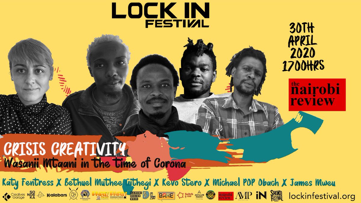 cr8vesgarage's tweet photo. Join @katyfentress & Bethuel Muthee Githegi as they discuss how Kenyan artists are supporting their communities during this time and how this has affected them as people and creatives.
Join Link: https://t.co/lUDt0eYo2T
Password: lockinfest
#lockinke #stayhome #staysafe https://t.co/6mHK6tu5v8