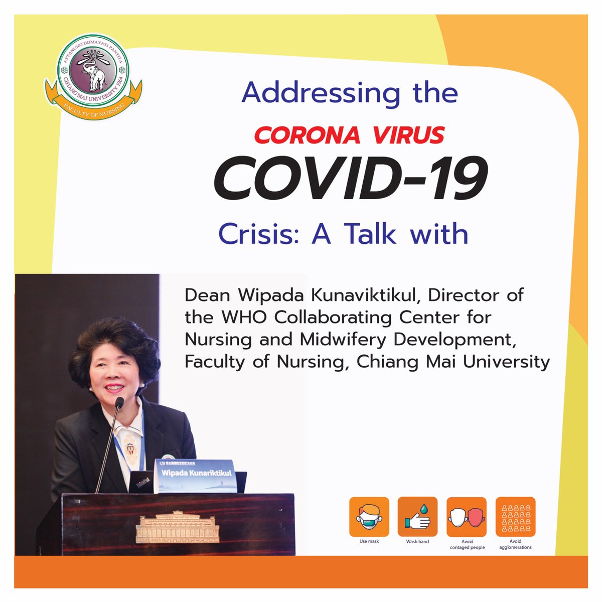 Faculty of Nursing, Chiang Mai University (@nursecmu) on Twitter photo Find out how <a href="/WKunaviktikul/">Wipada Kunaviktikul</a> and the FONCMU team are addressing the #COVID-19 crisis as a <a href="/whoccnm/">Johns Hopkins WHOCC for Nursing & Midwifery</a>. We have donated supplies, trained front-line responders, and kept the community informed. Read the whole interview at:
nurse.cmu.ac.th/web/en/Readmor… Find out how <a href="/WKunaviktikul/">Wipada Kunaviktikul</a> and the FONCMU team are addressing the #COVID-19 crisis as a <a href="/whoccnm/">Johns Hopkins WHOCC for Nursing & Midwifery</a>. We have donated supplies, trained front-line responders, and kept the community informed. Read the whole interview at:
nurse.cmu.ac.th/web/en/Readmor…