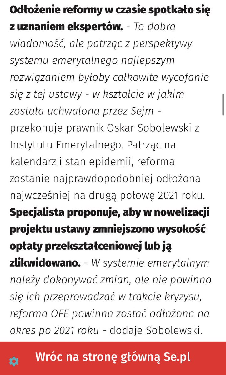 OSobolewski's tweet photo. Zmiany w #OFE przesunięte, mój komentarz dla @Inst_Emerytalny i dla @SuperbizPL, zapraszam do lektury ;)
#reformaOFE #DebataEmerytalna #covid19
https://t.co/4jyiJjxCDz https://t.co/u4PBQnwJ8c