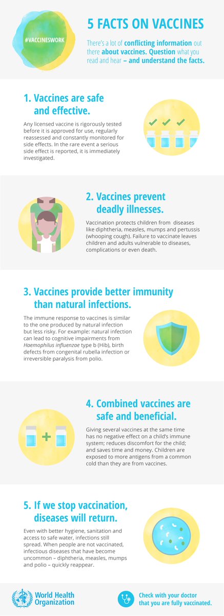 Anyone can be a vaccine champion, and education is the key to improvement! Talk to people about the benefits of vaccination through using the 5 simple facts below. #VaccinesWork