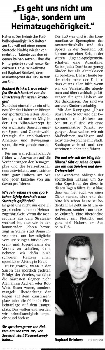 Wieso, weshalb, warum wir einen Strategiewechsel machen. Unser Marketingleiter und ehemalige Jugendspieler @RaphaelBrinkert im Interview mit der Halterner Zeitung: