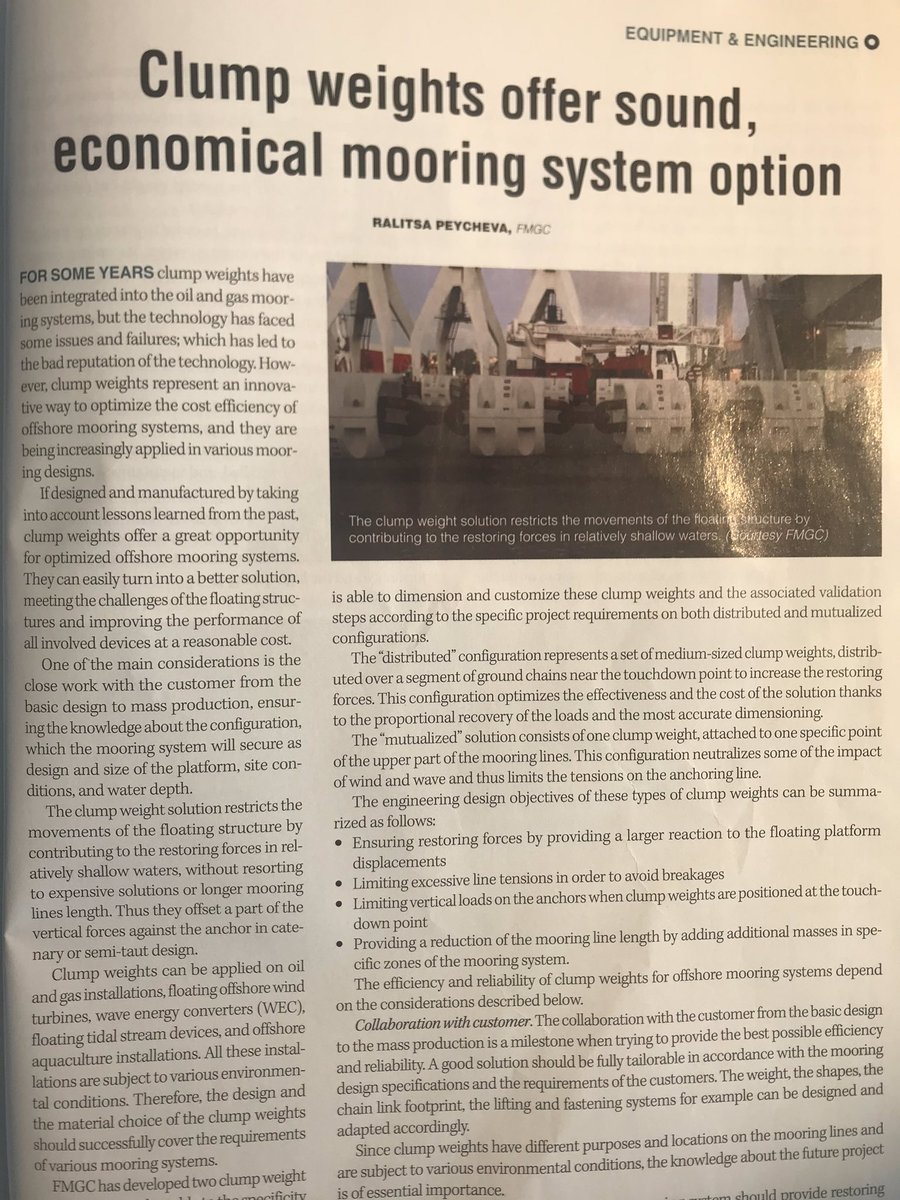 RPeycheva's tweet photo. I still feel so excited every time when I see my name in a quality magazine under a title promoting #innovation. Thank you @Offshoremags So proud to support @FariniaFMGC and the team of @ArthurQuartier oilandgas #offshore #ballast #clumpweights #mooring https://t.co/dyh0Ys75Mm