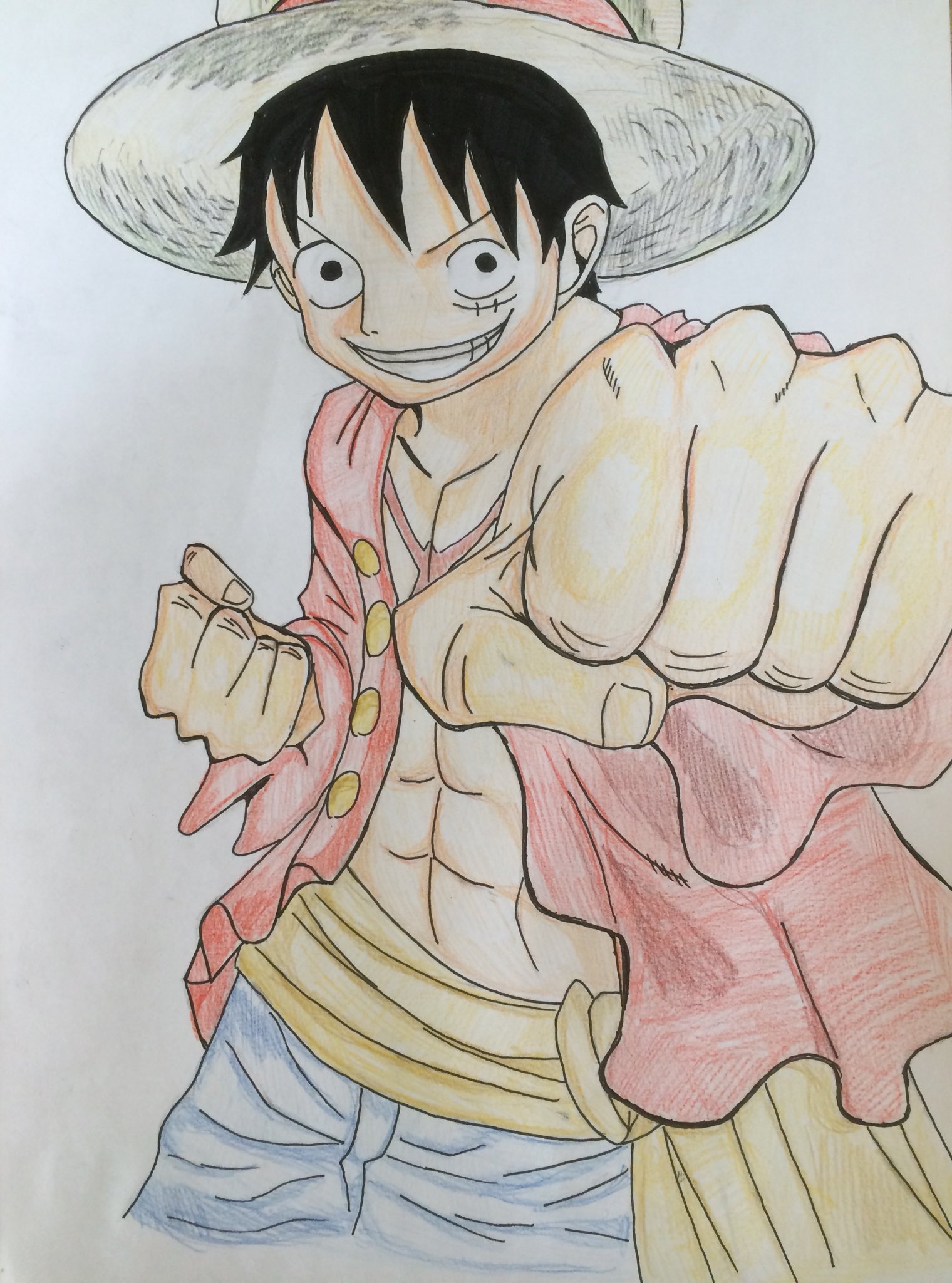 かめ Al Twitter この前のルフィをペン描き 色塗りしました Onepiece ルフィ イラスト ワンピース Onepieceイラスト アナログイラスト ルフィイラスト 模写 イラスト好きさんと繋がりたい 絵描きさんと繋がりたい お絵かき好きな人と繋がりたい T