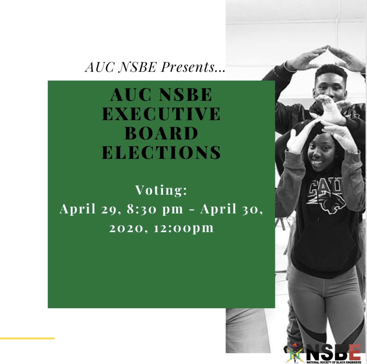 We hope you tuned in to the Instagram Live to hear the 2020-2021 candidates' platforms because it is time to vote! Voting closes today at 12 pm (noon) EST. Use the link provided to vote for your 2020-2021 e-board! forms.gle/N82Rwco9a68F6C…