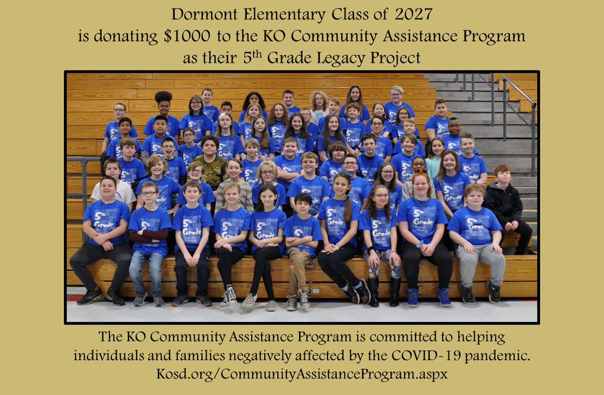 principalwerner's tweet photo. I am beyond #Koproud of our 5th grade class! They donated $1000 to the KO Community Assistance Program as their Legacy Project. A ππΌ MAY ππΌ ZING! #classof2027 #givingback #proudprincipal π€π https://t.co/DjGSrYoS4B