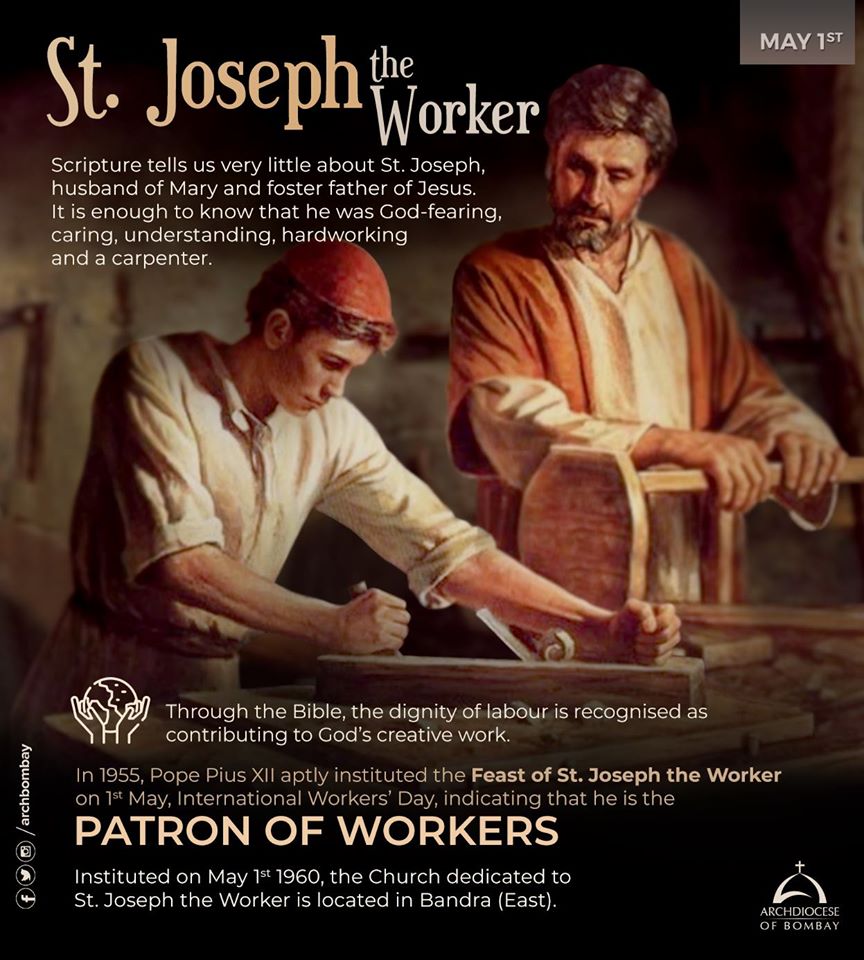 Archdiocese of Bombay on X: "The Archdiocese of Bombay wishes Parishes and Institutions across the world dedicated to St Joseph the Worker a Very Happy Feast. #StJoseph #Feast #JosephTheWorker https://t.co/bRD2wUDhiu" / X
