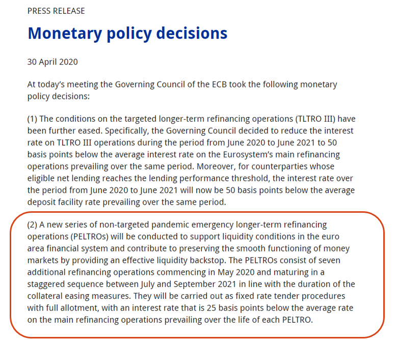 david_cano_m's tweet photo. Una nueva sigla para la sopa de letras de la política monetaria no convencional del BCE: #PELTRO. Sección "inyección de liquidez sin límites a las entidades financieras". 7 nuevas operaciones con plazo 1 año (aprox.) https://t.co/yjSvTiTkqc
