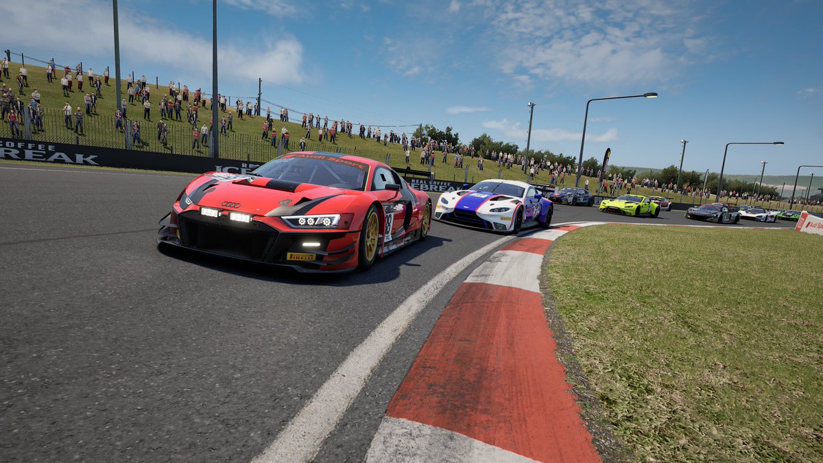 GhostworXRacing's tweet photo. Jonathan getting the pass done on Lap 1 Turn 1 in the @solidarityerace Plate Finals for GhostworX. 

From there a straight-fire run to the line for P1. Jelly Tots in the mail!

#eatsleepsimracerepeat https://t.co/HzMSsyWVEP
