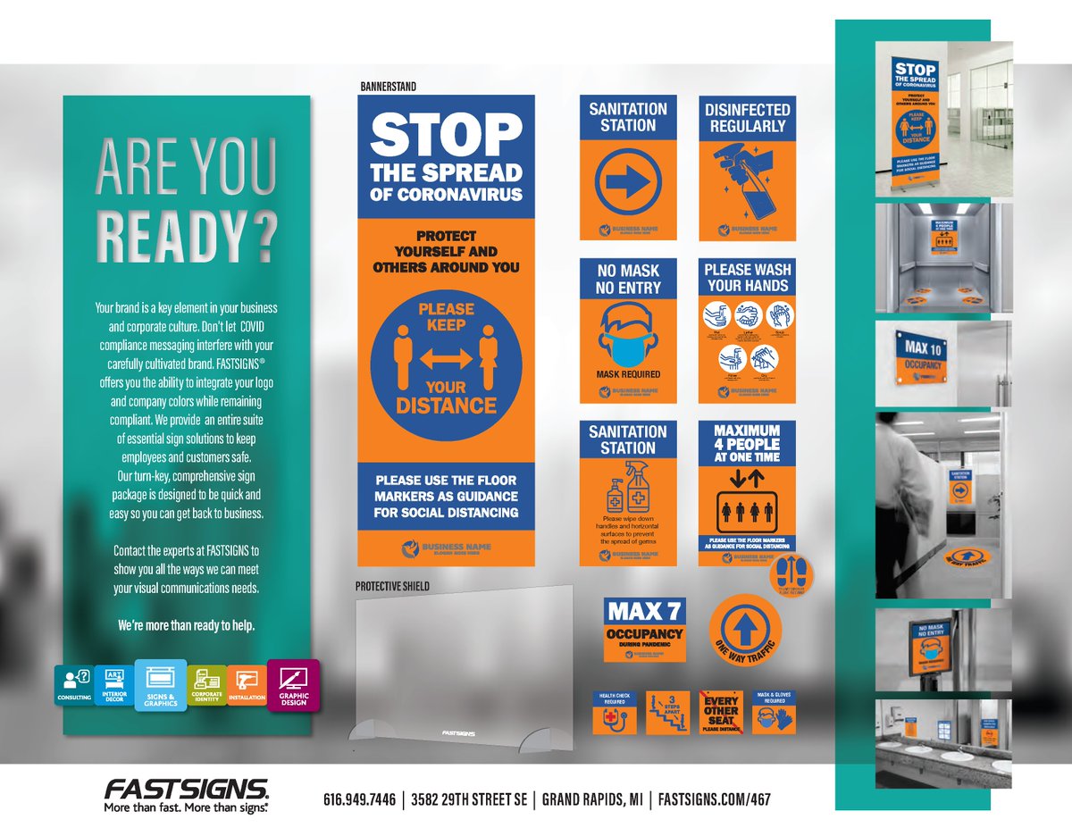 Are you prepared for the return of employees and guests in your space? Do you need help informing them of social distancing and other safeguard measures? Check out our catalog for a variety of items that can be completely customized with your colors/logo!
ow.ly/l1BD50zsXAo
