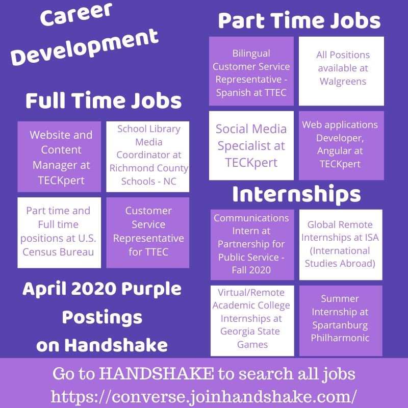 converseprofdev's tweet photo. #CareerDevelopment #PurplePostings #ValkyriesWantAJob These are part and full time jobs and internships recently posted in Handshake! Go to Handshake for more details. https://t.co/zaZbFY563b