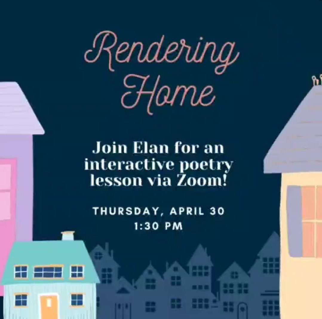 ElanLitMagazine's tweet photo. Join us today in our poetry workshop starting at 1:30 p.m. to close off National Poetry Month! We can't wait to see you there! Here is the link: https://t.co/IzUnAOz8CW
#poetryworkshop #NationalPoetryMonth #writing #creativewriting #poetry #poems #elanlitmag #elan #dasota https://t.co/9H47le6RjR