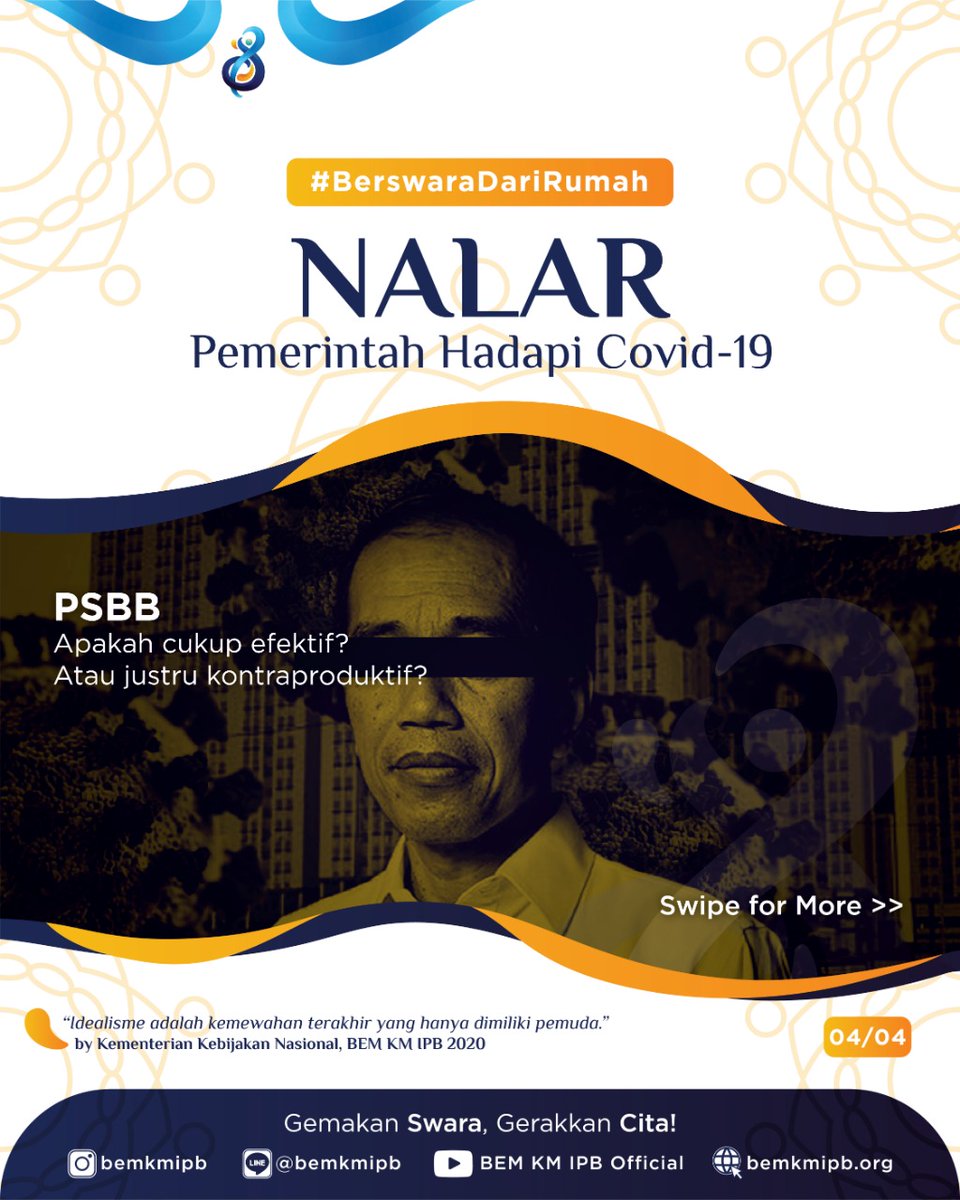 bemkmipb's tweet photo. AMBISI TERSELUBUNG DITENGAH PANDEMI
Tercatat per tanggal 30 April 2020, jumlah kasus positif Covid-19 di Indonesia telah menjadi 10118 kasus positif, 1522 sembuh, dan 792 meninggal. Bukan angka yang sedikit dalam ukuran kemanusiaan #TolakOmnibuslaw #LockdownDPR https://t.co/BKMzv8Umyj