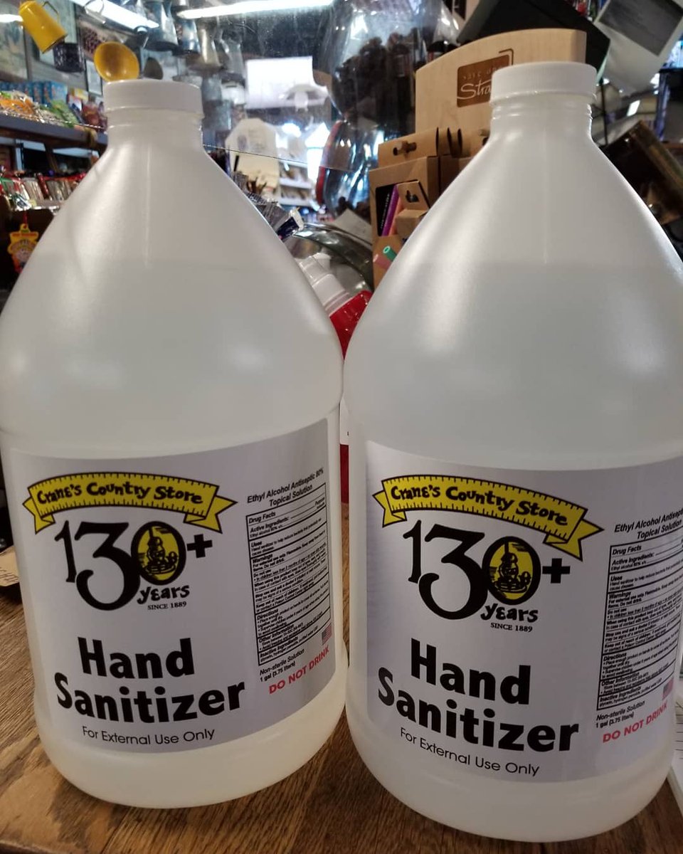 CranesStore's tweet photo. Back in stock. $44.95/gallon.
$14.95/10 oz to go pouches.
#handsanitizer #covid_19 #callawaycountystrong #CranesStore #BootsBulletsBritchesBologna #itsaysbritches #generalstore #Since1889 #countrystore #getoutside #shopsmall #outdoorretailer https://t.co/smymgsgKH5