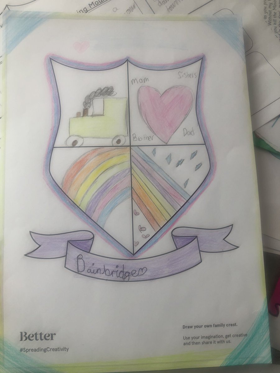 lynseybainbridg's tweet photo. @better_studio Olivia’s family crest age 10 #SpreadingCreativity https://t.co/eaDiWqpqSd