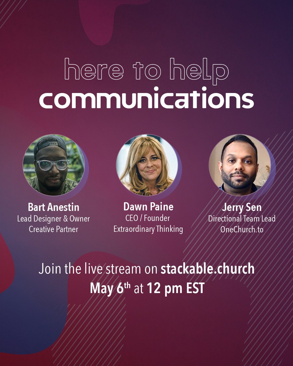 _JonathanSmith's tweet photo. Hey! Are you a #pastor, #creative, #marketing or #branding human being? Then this is going to be worth your lunch break time! Join me at https://t.co/fL8eJzWuST for a conversation with some leading communication experts! May 6, 12:00pm [EST] https://t.co/SBeFBHh52Y