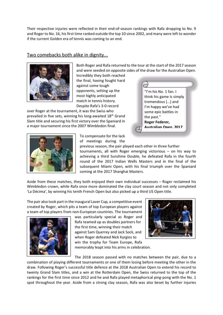Over the last couple of weeks to help fight lockdown boredom, I’ve been writing the following piece about the history of the Fedal rivalry...