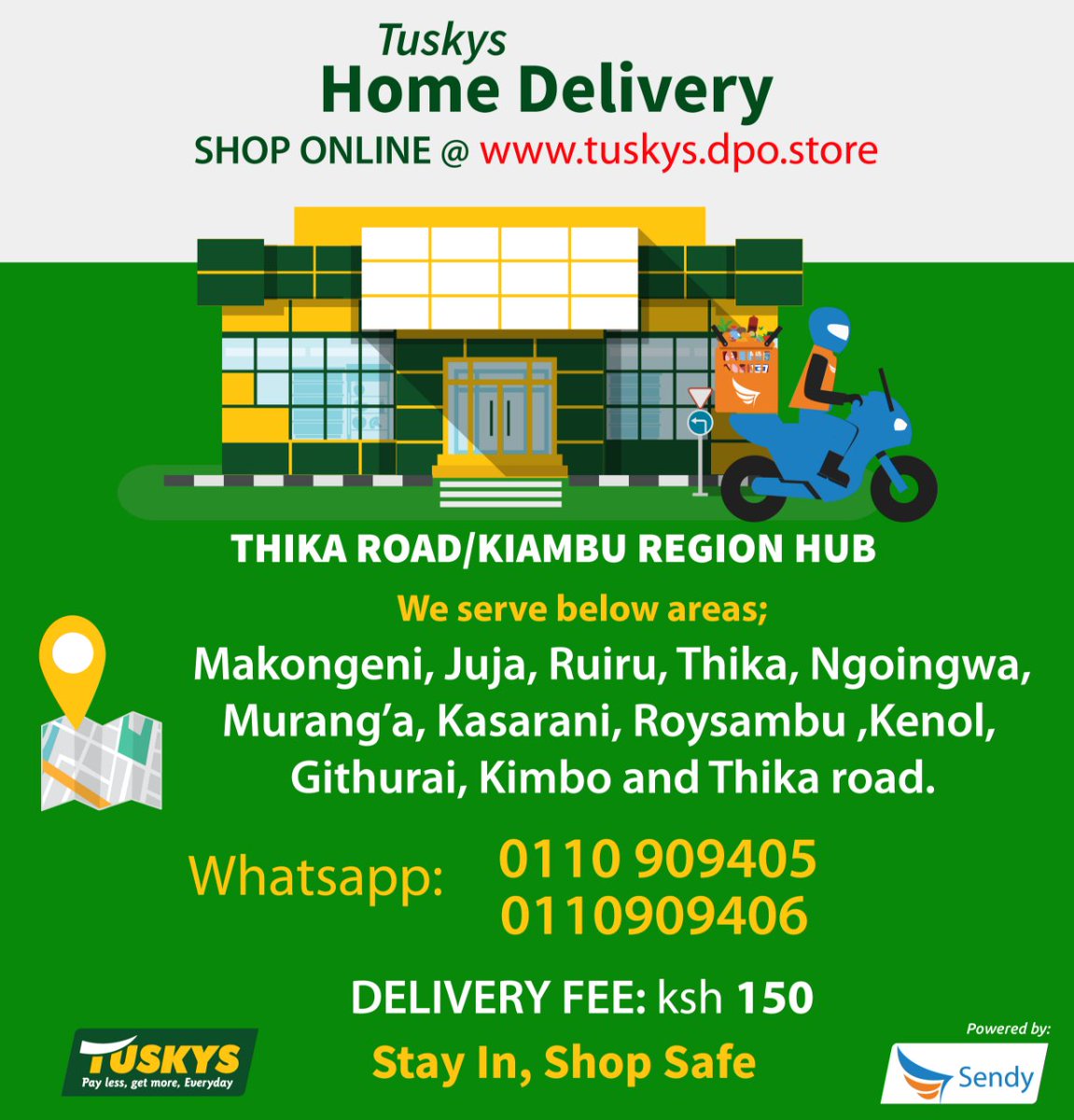 maigveroh's tweet photo. 150ksh only for delivery fee around Thika road all the way to juja and kenol. Make your order with #tuskyshomedelivery in partnership  with @SendyMobile https://t.co/ja2sx4WqKe