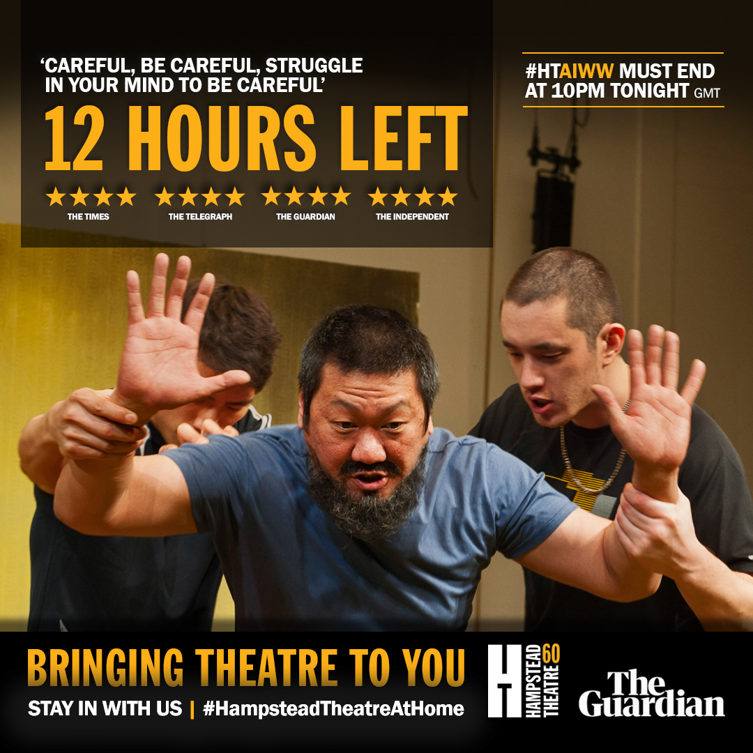 Hampstead Theatre (@hamps_theatre) on Twitter photo 'Struggle in your mind to be careful'
Haven't watched Howard Brenton's politically charged #HTAIWW starring <a href="/wongrel/">Benedict Wong</a> as <a href="/aiww/">č¾ęŖęŖ Ai Weiwei</a> yet? Don't delay!
Available for just 12 more hours on our and the <a href="/guardian/">The Guardian</a>'s websites š
hampsteadtheatre.com/whats-on/hampsā¦
#HampsteadTheatreAtHome #StayIn 'Struggle in your mind to be careful'
Haven't watched Howard Brenton's politically charged #HTAIWW starring <a href="/wongrel/">Benedict Wong</a> as <a href="/aiww/">č¾ęŖęŖ Ai Weiwei</a> yet? Don't delay!
Available for just 12 more hours on our and the <a href="/guardian/">The Guardian</a>'s websites š
hampsteadtheatre.com/whats-on/hampsā¦
#HampsteadTheatreAtHome #StayIn
