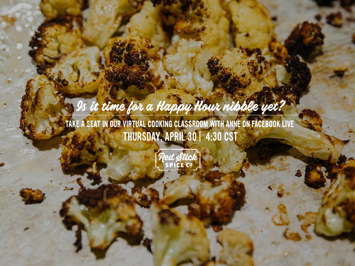 redstickspice's tweet image. Today on Facebook Live at 4:30 p.m. CST, Anne is cooking Roasted Cauliflower with Lemony Yogurt &amp;amp; Walnut Caper Salsa and Toasted Naan. Now, that’s a mouthful. Trust us, you’ll want a mouthful.
#redstickspice #cookingclass #virtualcookingclass #FacebookLive #batonrouge