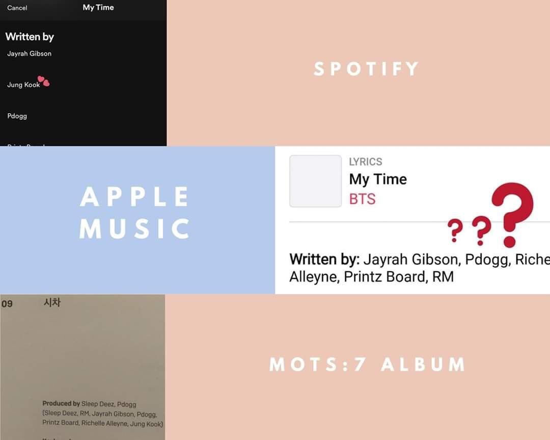 Mingocnochu97's tweet photo. "Hello @AppleMusic please fix this error and re-add Jeon Jungkook as one of the credited co-writers of “BTS - My Time” / 시차 by @BTS_twt."

#JUNGKOOK https://t.co/QBdubrq4x5