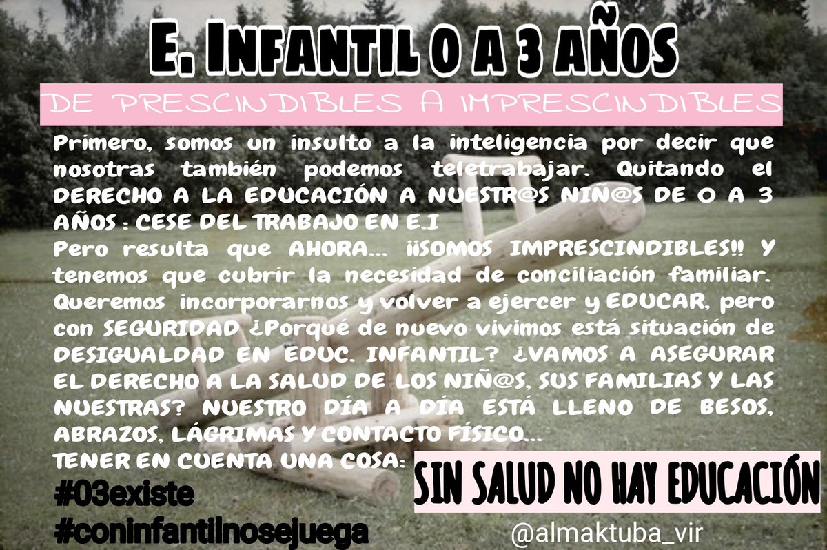 Para nosotr<a href="/s/">『S』</a> el distanciamiento con nuestr@s niñ@s NO EXISTE ♥️

<a href="/sanchezcastejon/">Pedro Sánchez</a> <a href="/IdiazAyuso/">Isabel Díaz Ayuso</a> <a href="/eossoriocrespo/">Enrique Ossorio</a> <a href="/salvadorilla/">Salvador Illa Roca</a> 
RESPETO PARA LA EDUCACIÓN INFANTIL