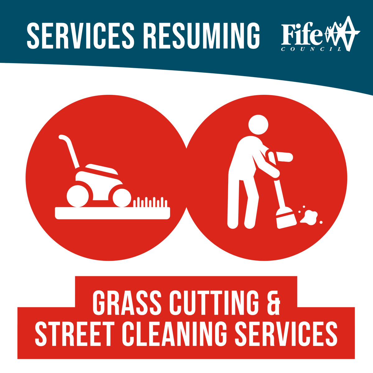 FifeCouncil's tweet photo. We’ve restarted some services to help keep Fife clean:
• grass cutting in some public areas 
• street cleaning &amp; fly tipping clearing
When you see staff in the street please keep at least 2m away to protect both them &amp; you. https://t.co/g4uorpPG3D #onefife #allinthistogether https://t.co/LcGUePamry