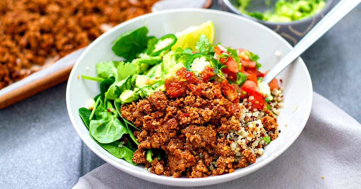 Veggie-based taco 'meat' with mushrooms, walnuts and cauliflower. Yum! irenamacri.com/recipes/mushro…