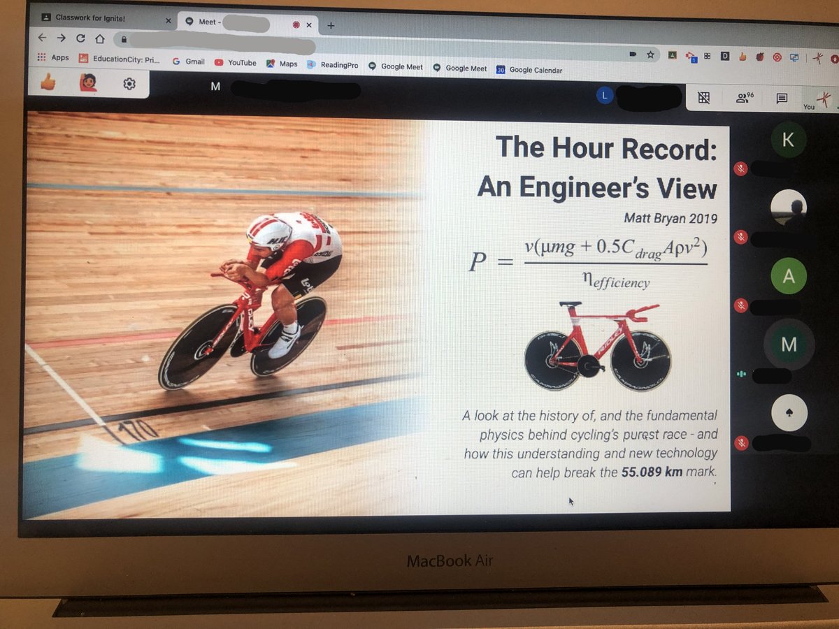 PGS1732's tweet image. The 2020 Ithaka Prize Winner, Matt Bryan, today presented his winning project on the Hour Record to the whole of Year 12 as part of their PGS Extend class today on Google Meet - inspiring the next cohort!! #academicinspiration #extendedlearning #school #portsmouth #sixthform