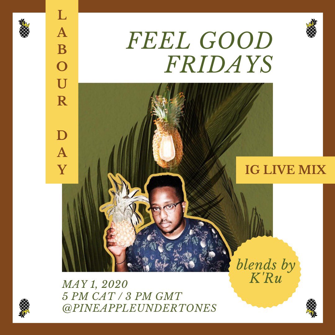 feelgoodkru's tweet photo. Bringing #FeelGoodFridays online this Friday for an IG live Labour Day special on the @p_undertones page. (Check poster for IG handle)

Tune in at 5 PM CAT for some #FreshSounds.

Bring your friends along and let’s enjoy some #VibesAtHome and #FeelGood! 🍍🌍 https://t.co/cH4F5nuoVW