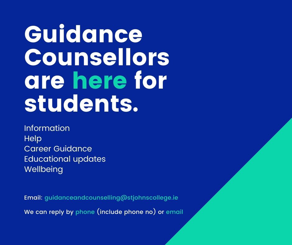 Our #GuidanceCounsellors are here to help our students #InThisTogether @CorkETB @DenisLeamy @ThisisFet @SOLASFET @sjcc_lib @corklearning @yiyoungvoices #FET