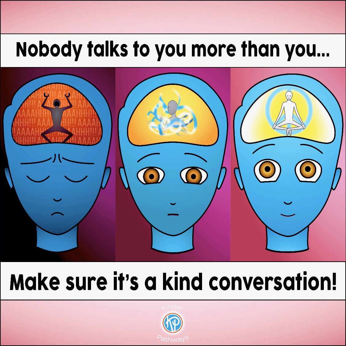 KinderPathways's tweet image. Perhaps the most important words are the ones you choose when talking to YOURSELF.
May they be positive, understanding, encouraging, and kind. 🙂
#kinderpathways #gobekind #happiness #kindwords #kind @melanie_korach #smile #uplifting #empathy #bekind