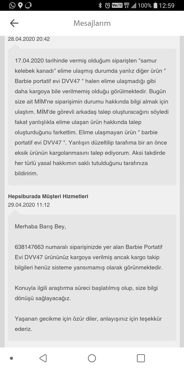 17 Nisan'da verdiğim siparişden barbie portatif evi ürününü göndermeyen <a href="/hepsiburada/">Hepsiburada</a> 'yı kınıyorum. Kızımın doğumgünü geçti artık bu saatten sonra hic bir değeri yok.