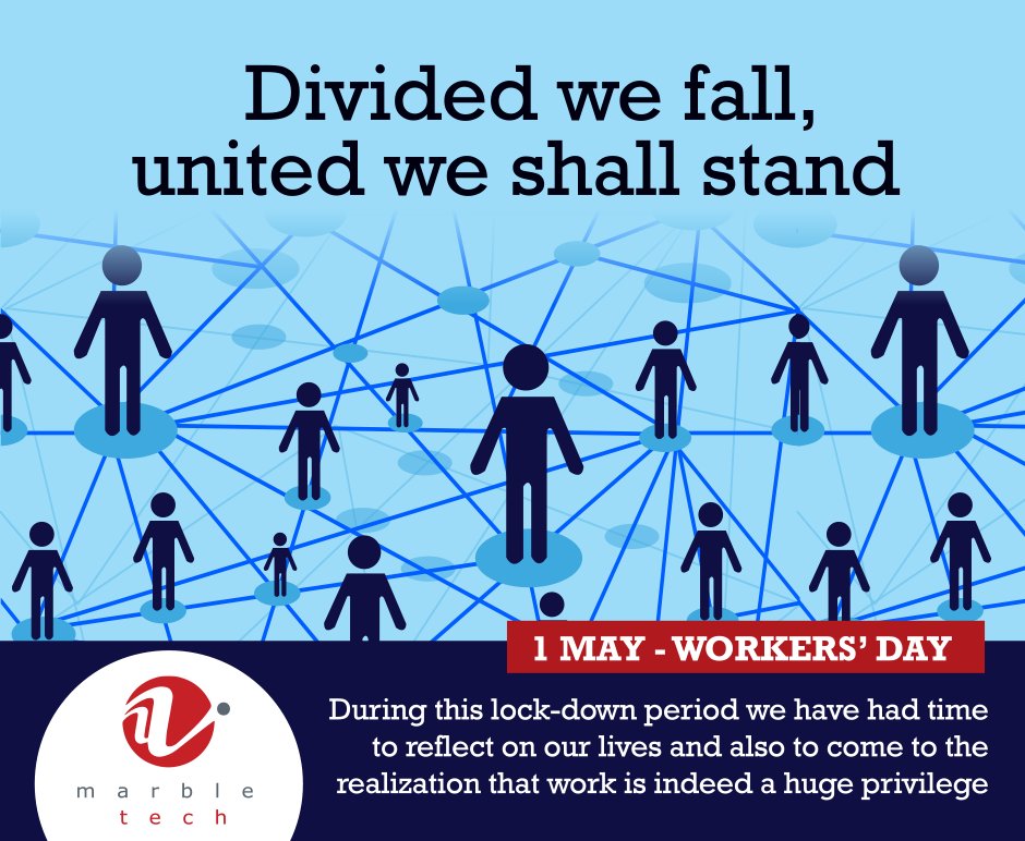 marbletechza's tweet photo. Divided we fall, united we shall stand.
May we always strive to give our best and to be there for a fellow-man/woman in need. May we aim to create jobs and join hands to uplift and build our economy.
#workersday #marbletech #1may https://t.co/F1JVWtKVjl