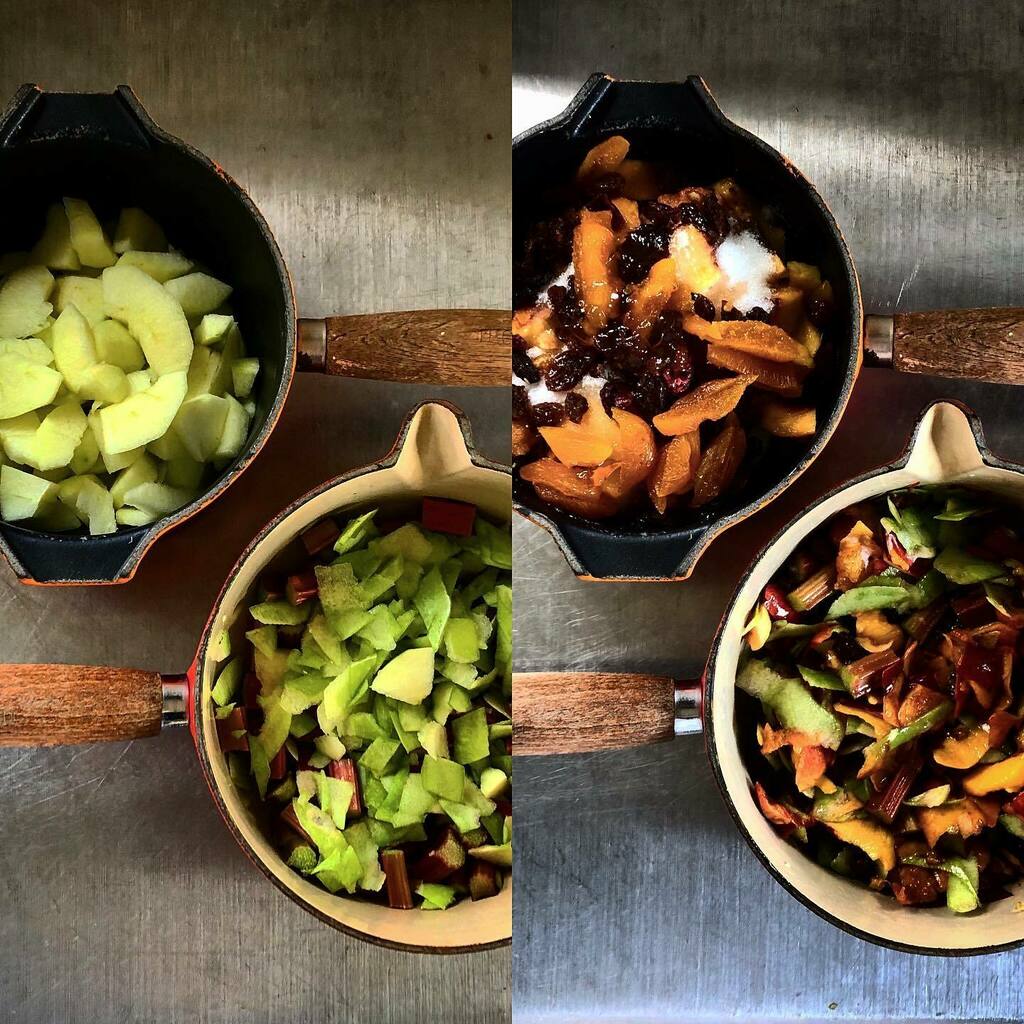 JudeHerrmann's tweet photo. Before and after...
Last few pieces of fruit rounded up, peeled and stewed with some ancient dried fruit from the back of the cupboard...
Peelings given the same treatment...
Both made into ‘Fruit Crumble’, both delicious, and neither stayed in the fridg… https://t.co/hHvrOjgCuY https://t.co/xiK21uYhXt
