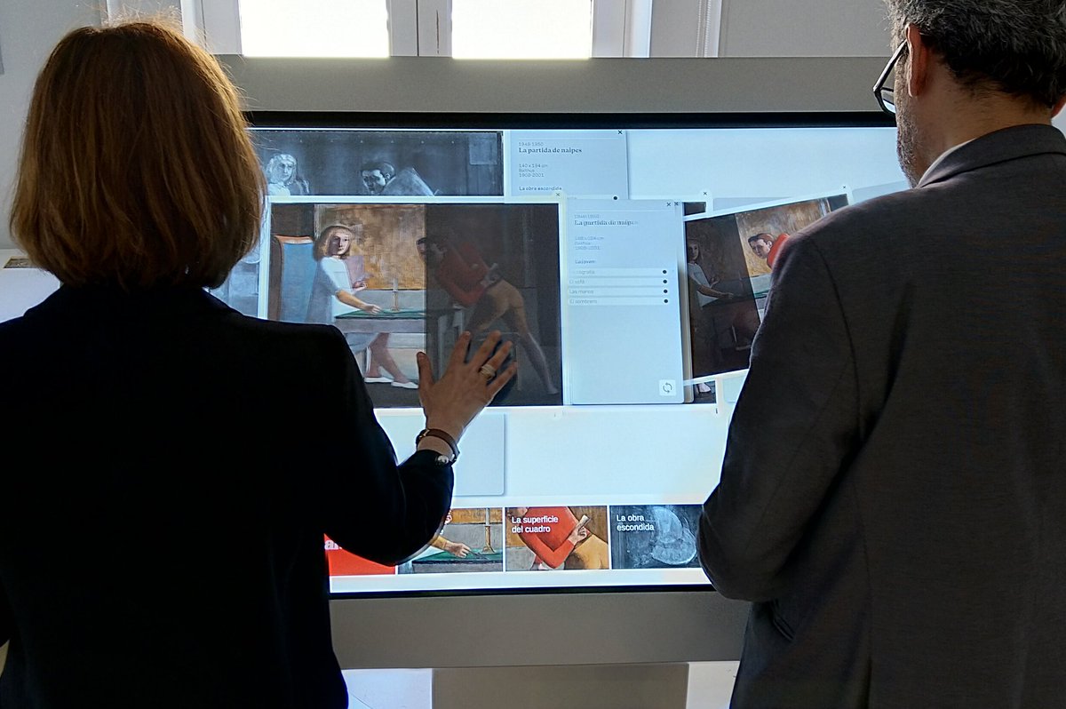RestauraThyssen's tweet image. Durante la exposición &quot;Balthus&quot; organizada en @MuseoThyssen en 2019, hubieron dos maneras de conocer los estudios realizados por @RestauraThyssen. Una fue mediante una pantalla multitáctil interactiva en gran formato #XTable.