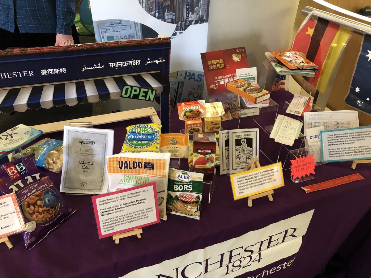 mlmanchester's tweet photo. Our multilingual shop was a huge success at our @McrMuseum event. Why not try drawing your own food shop at home or make one using packages in your cupboards? You could research online if you want to add food names in lots of languages! #MuseumFromHome
#MultilingualMuseum https://t.co/VCyhUkwvHi