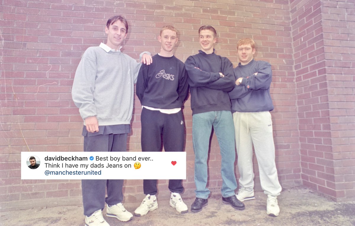 ManUtd's tweet photo. Your dad's got taste, Becks 😅

#MUFC #ThrowbackThursday https://t.co/zFKyzdWjKu