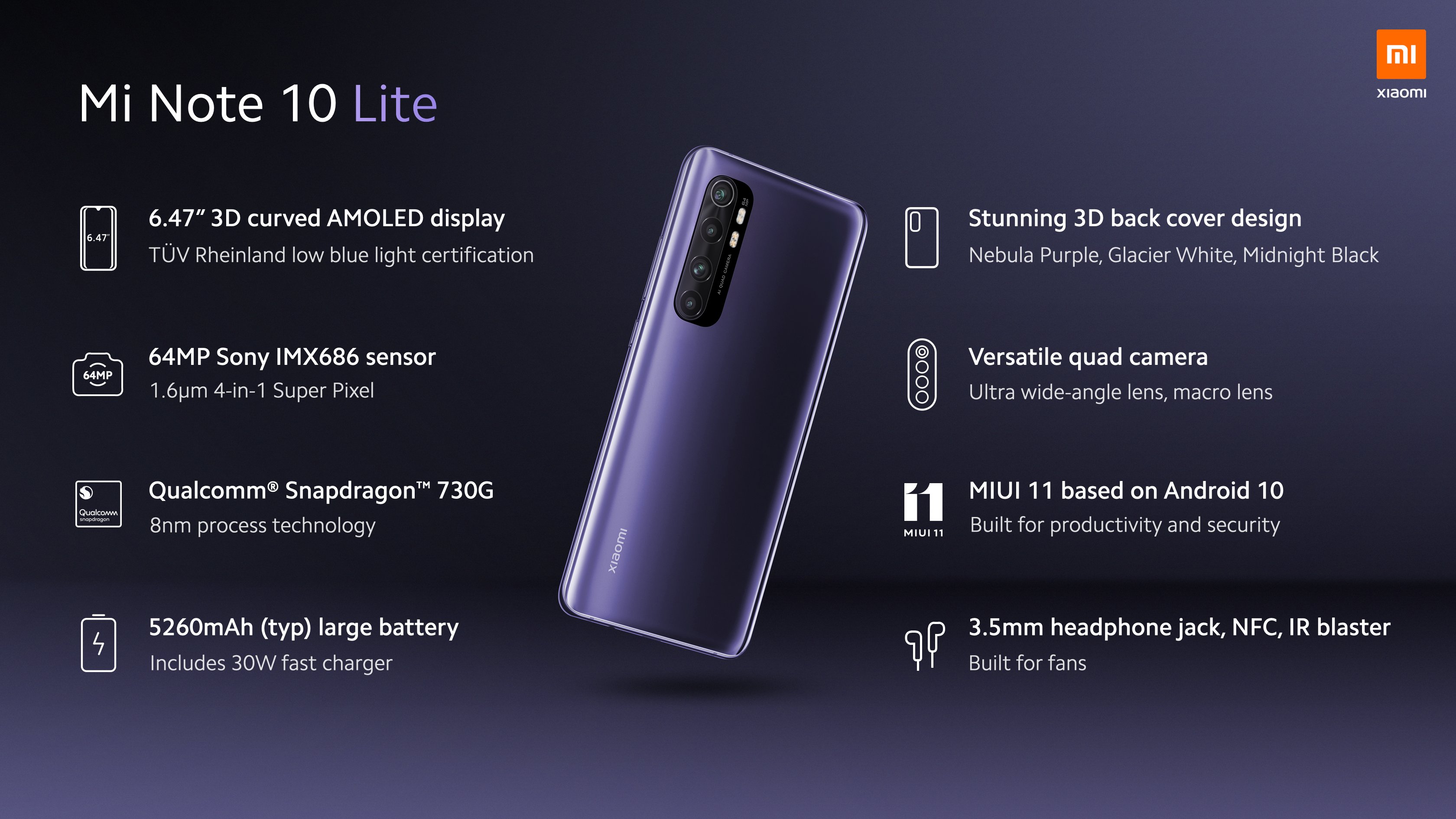 驍龍730G、6400萬像素四攝、5260mAh電量：小米 Note 10 Lite 正式發布；售價從€349歐元起！ 8