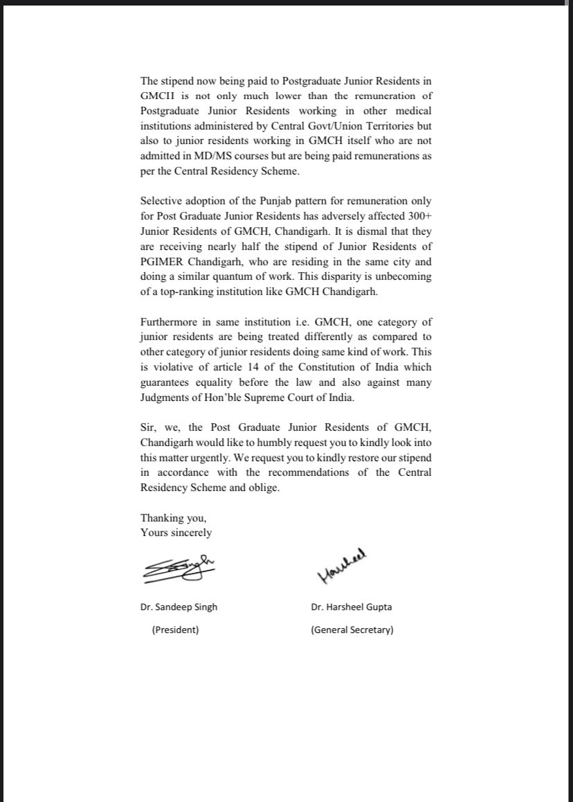 URDA GMCH Chandigarh (@gmchurda) on Twitter photo “URDA representation against #inequality. Request for #justiceforcovidwarriors” @manuparida1 <a href="/vpsbadnore/">V P Singh Badnore</a> <a href="/KirronKherBJP/">Kirron Kher</a> <a href="/TOIChandigarh/">TOIChandigarh</a> <a href="/ChandigarhAdmin/">Chandigarh Administration</a> <a href="/thetribunechd/">The Tribune</a> <a href="/PMOIndia/">PMO India</a> <a href="/AmitShah/">Amit Shah</a> <a href="/INCIndia/">Congress</a> <a href="/RahulGandhi/">Rahul Gandhi</a> <a href="/pawanbansal_chd/">Pawan Kumar Bansal</a> <a href="/nagarkoti/">Rajinder S Nagarkoti रजिन्दर सिंह नगरकोटी</a> “URDA representation against #inequality. Request for #justiceforcovidwarriors” @manuparida1 <a href="/vpsbadnore/">V P Singh Badnore</a> <a href="/KirronKherBJP/">Kirron Kher</a> <a href="/TOIChandigarh/">TOIChandigarh</a> <a href="/ChandigarhAdmin/">Chandigarh Administration</a> <a href="/thetribunechd/">The Tribune</a> <a href="/PMOIndia/">PMO India</a> <a href="/AmitShah/">Amit Shah</a> <a href="/INCIndia/">Congress</a> <a href="/RahulGandhi/">Rahul Gandhi</a> <a href="/pawanbansal_chd/">Pawan Kumar Bansal</a> <a href="/nagarkoti/">Rajinder S Nagarkoti रजिन्दर सिंह नगरकोटी</a>