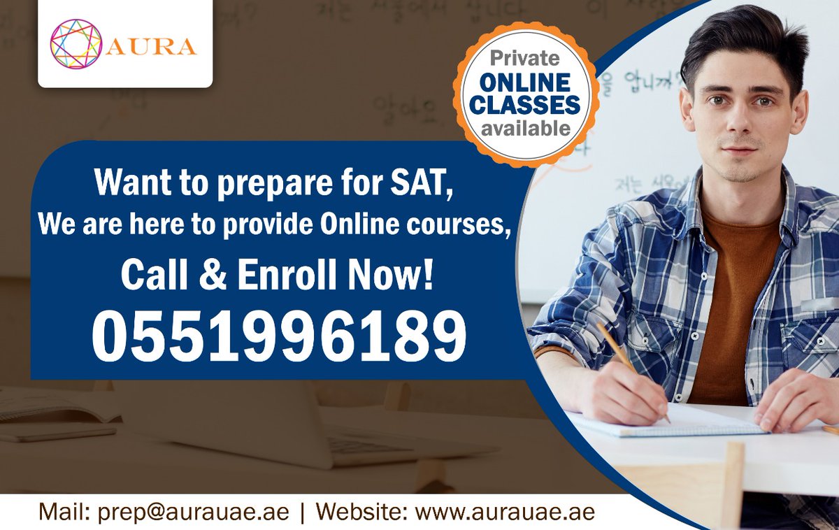 AURA_DXB's tweet photo. Are you planning to take the SAT? Find out how Our Private Online Classes can help you in your test preparation
Call: 0551996189
Email: prep@aurauae.ae
#satexam #satdubai #satexampreparation #satexamprep
#dubaieducation #uaestudents #dubaimums #dubaigirls #dubaibachelors #dubai https://t.co/7mGJBe8ySU