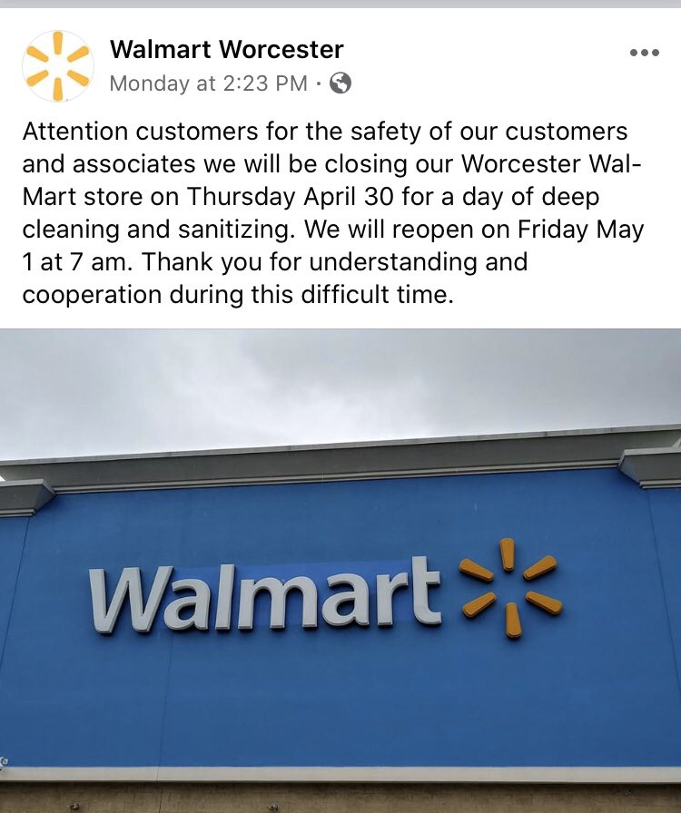 Worcester Walmart still closed for COVID-19 testing