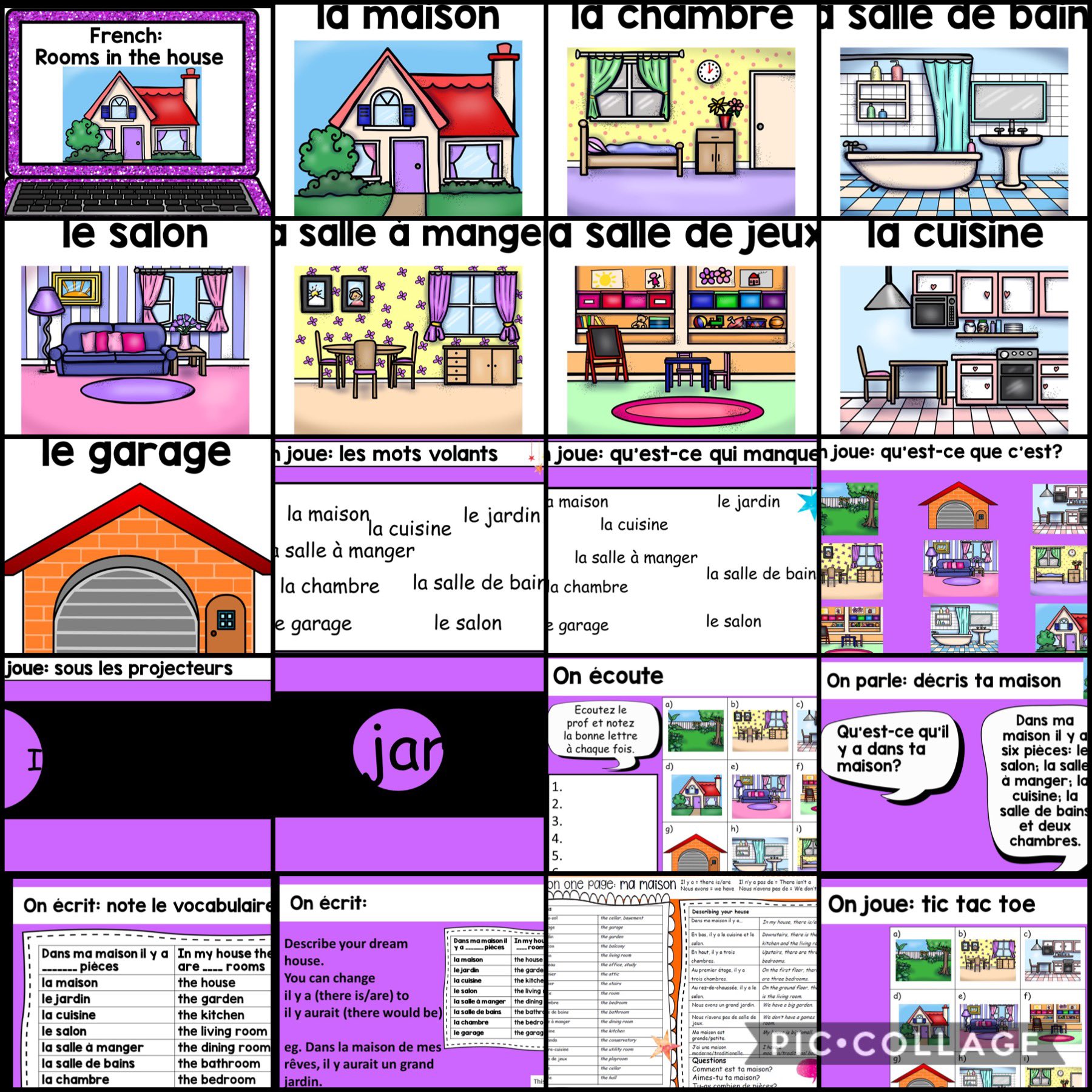 Les pieces de la maison-rooms in the house-fr-French worksheet