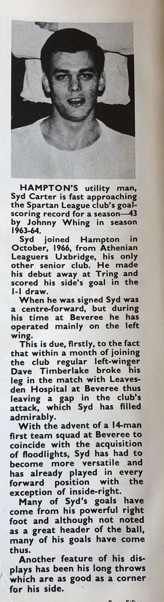 MiddlesexSports's tweet photo. We are going to start posting some of our archive stuff here’s one for #HamptonFC
@HRBLFC @HRBFCYouth @HRBFC @AcademyHrbfc #SpartanLeague
Ref: Fed. Middlesex Sports library. Source: Amateur Soccer April 1968 Posted: Middlesex Non-League Group Facebook 13/4/20 @MiddxHeritage https://t.co/SlmYs1mKr0